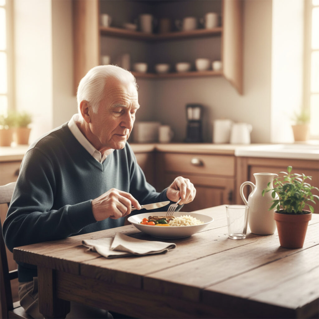grandfather eating slowly